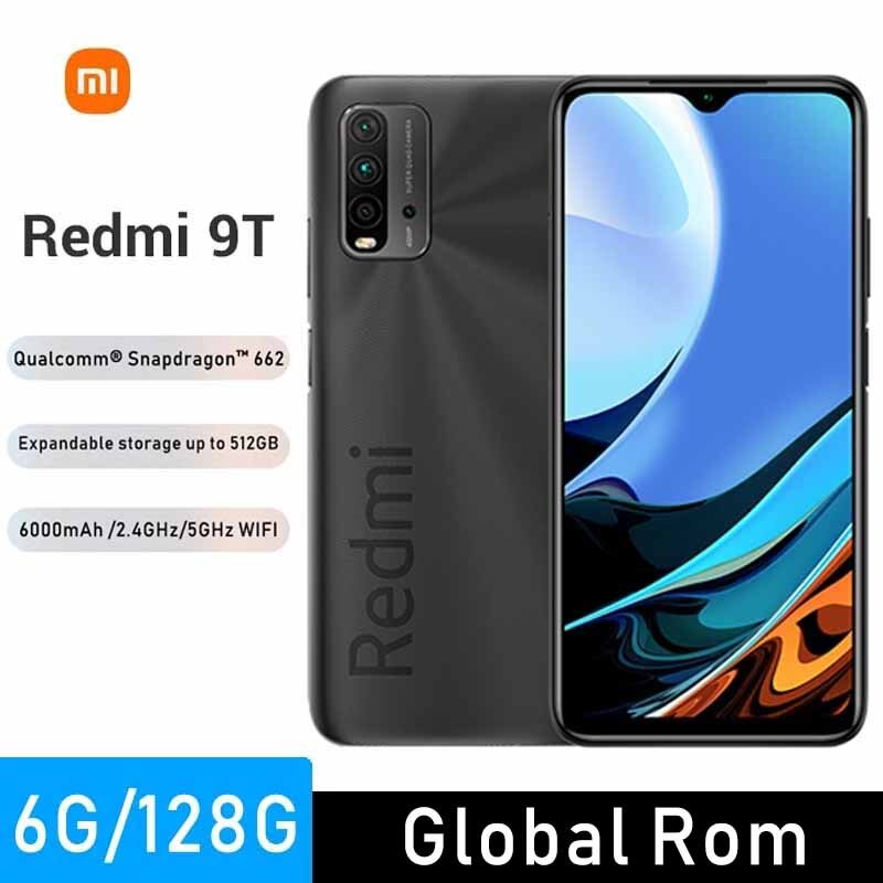 Global Rom Xiaomi Redmi 9T 6GB 128GB Smartphone Snapdragon 662 48MP Quad  Camera 6000mAh 6.53