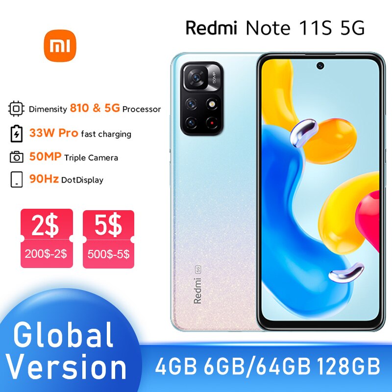 Global Version Xiaomi Redmi Note 11S 5G Smartphone Dimensity 810 NFC 3