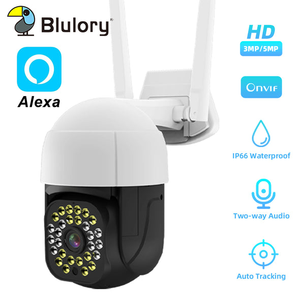 Blulory 3MP 5MP Onvif PTZ Wifi IP Camera Outdoor AI Human Motion Detection Wireless Camera H.265 P2P Audio Security CCTV Camera
