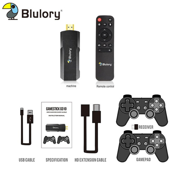Blulory Global Version 2 in 1 4K TV Stick Game Stick Android TV 12.0 1GB 8GB HDMI 2.0 Quad-Core CPU Dual-Core GPU HDR 10+ 4Kp60