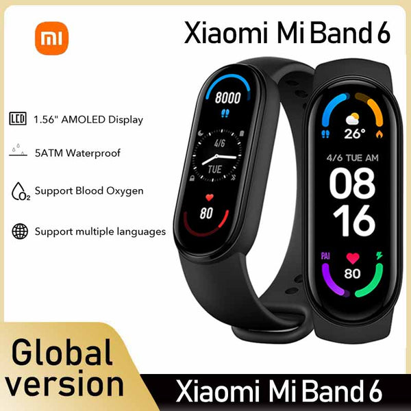 Global Version Xiaomi Mi Band 6 Smart Bracelet 1.56&amp;quotAMOLED Screen Heart Rate Fitness Traker Bluetooth 5 ATM Waterproof