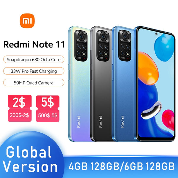 Global Version Xiaomi Redmi Note 11 Smartphone Snapdragon 680 Octa Core 33W Pro Hour Fast Charging 50MP Quad Camera Note11